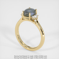 4.72 Ct. Grey Sapphire Ring, 18K Yellow Gold 2