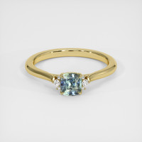 0.61 Ct. Bluish Green Sapphire Ring, 18K Yellow Gold 1