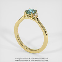 0.61 Ct. Bluish Green Sapphire Ring, 18K Yellow Gold 2