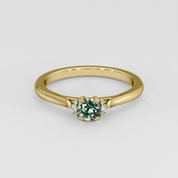 0.42 Ct. Bluish Green Sapphire Ring, 18K Yellow Gold 1