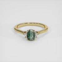 0.88 Ct. Green Sapphire Ring, 18K Yellow Gold 1