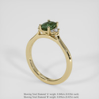 0.88 Ct. Green Sapphire Ring, 18K Yellow Gold 2
