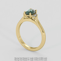 1.13 Ct. Bluish Green Sapphire Ring, 18K Yellow Gold 2