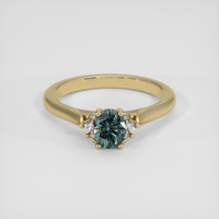 0.77 Ct. Bluish Green Sapphire Ring, 18K Yellow Gold 1