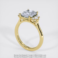 3.60 Ct. Bluish Grey Sapphire Ring, 18K Yellow Gold 2