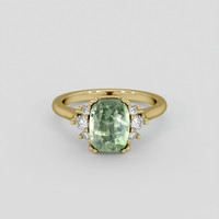 2.89 Ct. Bluish Green Sapphire Ring, 18K Yellow Gold 1