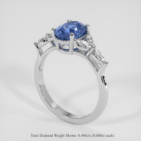 2.20 Ct. Blue Sapphire Ring, Platinum 950 2