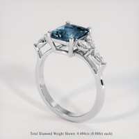 2.56 Ct. Greenish Blue Sapphire Ring, Platinum 950 2