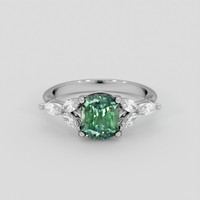 2.44 Ct. Bluish Green Sapphire Ring, Platinum 950 1