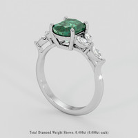 2.44 Ct. Bluish Green Sapphire Ring, Platinum 950 2