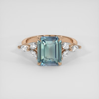 5.60 Ct. Greenish Blue Sapphire Ring, 14K Rose Gold 1