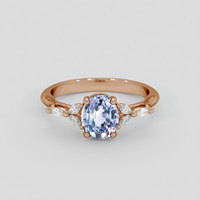 1.64 Ct. Blue Sapphire Ring, 14K Rose Gold 1