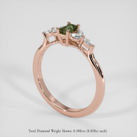 0.41 Ct. Bluish Green Sapphire Ring, 14K Rose Gold 2
