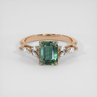 1.56 Ct. Bluish Green Sapphire Ring, 14K Rose Gold 1