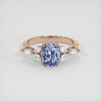 1.58 Ct. Bi Color Tanzanite Ring, 18K Rose Gold 1