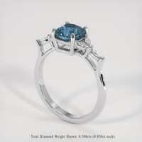 1.59 Ct. Greenish Blue Sapphire Ring, 14K White Gold 2