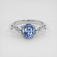 2.20 Ct. Blue Sapphire Ring, 14K White Gold 1