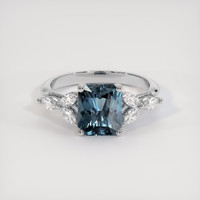 2.56 Ct. Greenish Blue Sapphire Ring, 14K White Gold 1