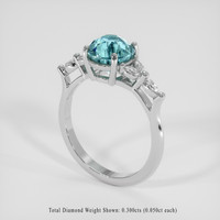 2.19 Ct. Greenish Blue Sapphire Ring, 14K White Gold 2