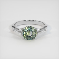 1.58 Ct. Bluish Green Sapphire Ring, 18K White Gold 1
