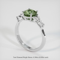 1.58 Ct. Bluish Green Sapphire Ring, 18K White Gold 2