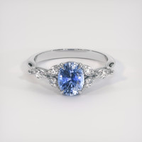 1.45 Ct. Blue Sapphire Ring, 18K White Gold 1