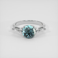 2.19 Ct. Greenish Blue Sapphire Ring, 18K White Gold 1