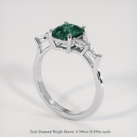 2.02 Ct. Greenish Blue Sapphire Ring, 18K White Gold 2