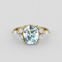 3.68 Ct. Blue Aquamarine Ring, 14K Yellow Gold 1