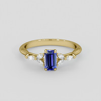 0.73 Ct. Blue Sapphire Ring, 14K Yellow Gold 1