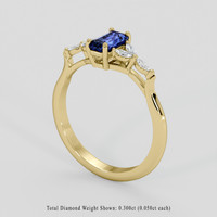 0.73 Ct. Blue Sapphire Ring, 14K Yellow Gold 2