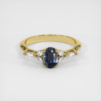0.92 Ct. Greenish Blue Sapphire Ring, 14K Yellow Gold 1