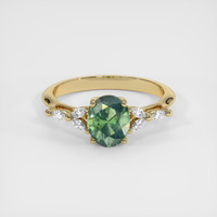 1.55 Ct. Green Sapphire Ring, 14K Yellow Gold 1