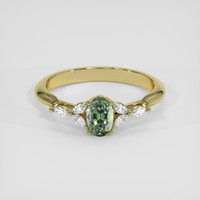 0.70 Ct. Green Sapphire Ring, 14K Yellow Gold 1