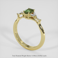 0.70 Ct. Green Sapphire Ring, 14K Yellow Gold 2