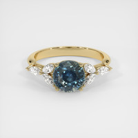 1.90 Ct. Greenish Blue Sapphire Ring, 14K Yellow Gold 1