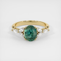 1.71 Ct. Greenish Blue Sapphire Ring, 14K Yellow Gold 1