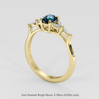 0.81 Ct. Greenish Blue Sapphire Ring, 14K Yellow Gold 2