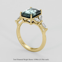 3.39 Ct. Bluish Green Aquamarine Ring, 18K Yellow Gold 2