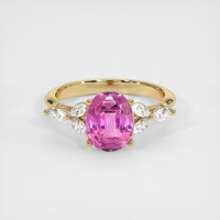 3.02 Ct. Purplish Pink Sapphire Ring, 18K Yellow Gold 1