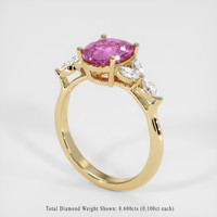 3.02 Ct. Purplish Pink Sapphire Ring, 18K Yellow Gold 2