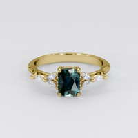 1.24 Ct. Bluish Green Sapphire Ring, 18K Yellow Gold 1