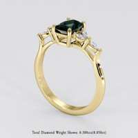 1.24 Ct. Bluish Green Sapphire Ring, 18K Yellow Gold 2