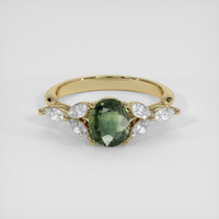 1.11 Ct. Green Sapphire Ring, 18K Yellow Gold 1