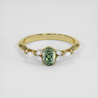 0.70 Ct. Green Sapphire Ring, 18K Yellow Gold 1