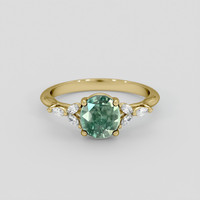 2.00 Ct. Bluish Green Sapphire Ring, 18K Yellow Gold 1