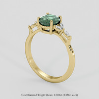 2.00 Ct. Bluish Green Sapphire Ring, 18K Yellow Gold 2
