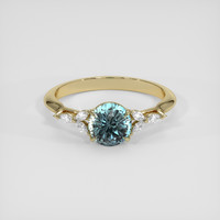 2.19 Ct. Greenish Blue Sapphire Ring, 18K Yellow Gold 1
