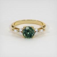 1.66 Ct. Green Sapphire Ring, 18K Yellow Gold 1