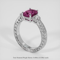 2.92 Ct. Pinkish Purple Rhodolite Garnet Ring, Platinum 950 2